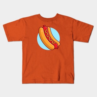 Hotdog Cartoon Vector Icon Illustration (6) Kids T-Shirt